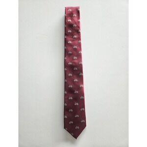 Sprezza New York Mens Slim Necktie Burgundy Red Bicycle Bike Print Casual Tie